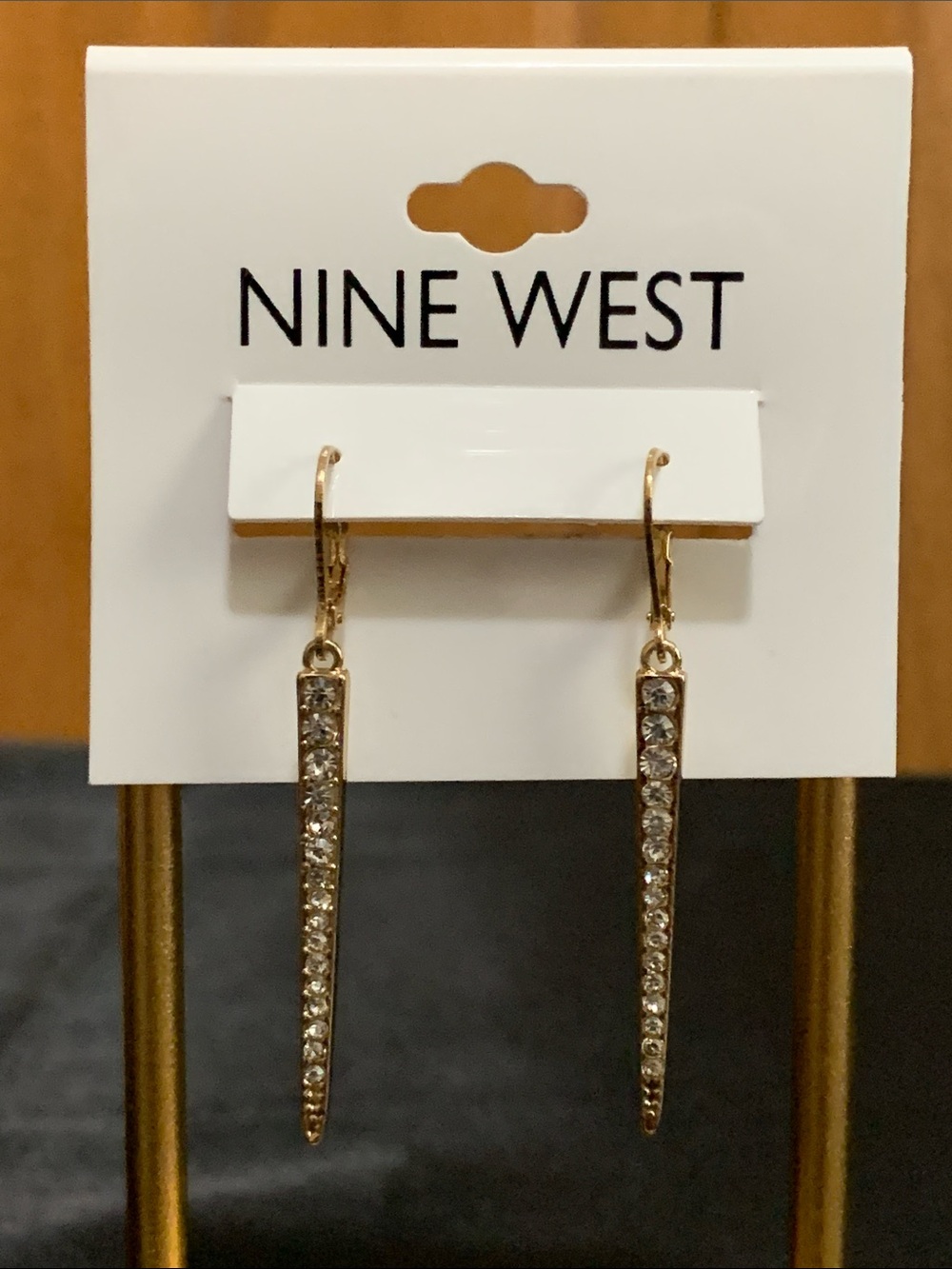 NWT Nine West gold tone clear stone earrings